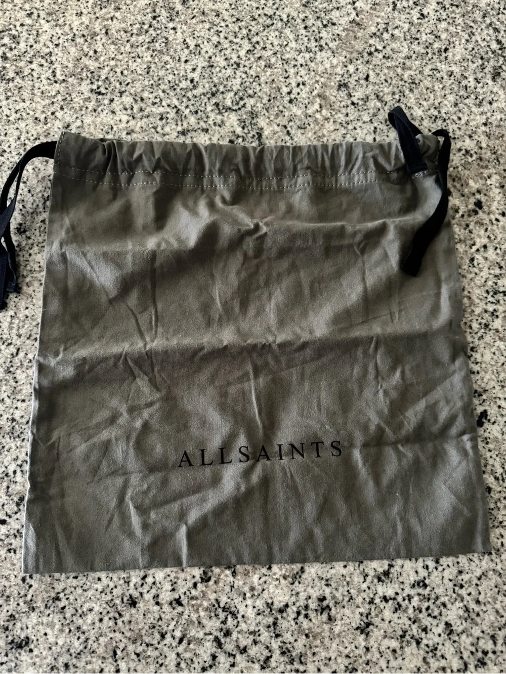 AllSaints Black Pebbled Leather Crossbody Wallet with Chain